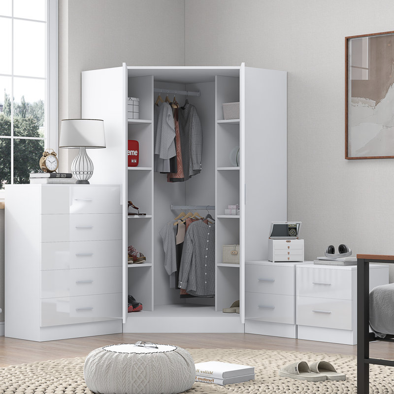 Eva Piece Bedroom Set, White Gloss / Matt White