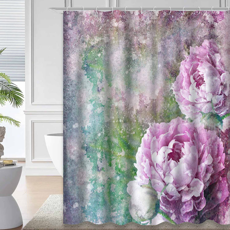 Magnifique toile grunge à pivoines avec 12 crochets, L 72 po x l 72 po
