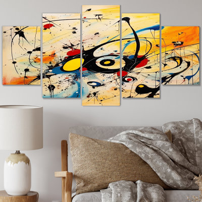 All That Jazz Colorful Joy I - Abstract Collages Canvas Art Print - 5 Panels