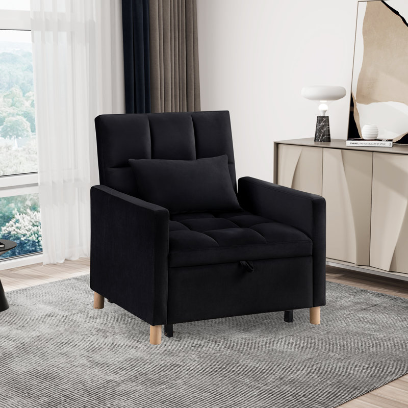 Chaise longue rembourrée Akuol, Velours noir