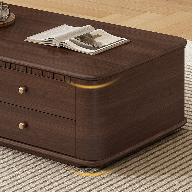 Table basse en cerisier avec tiroirs de rangement, H 16,53 po x L 51,18 po x l 27,56 po
