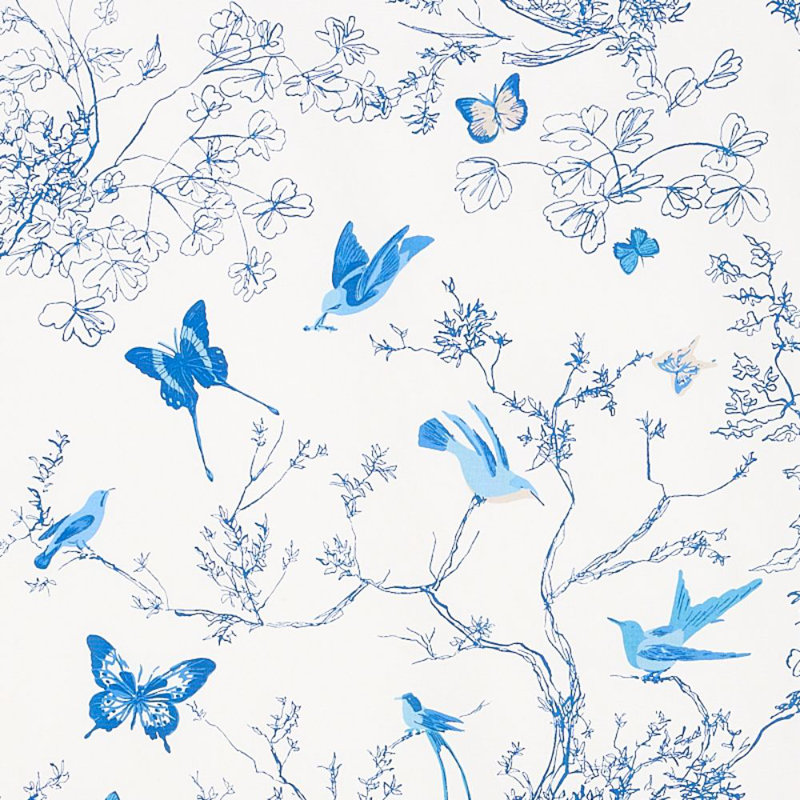 Birds & Butterflies Fabric, Porcelain