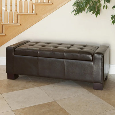 Home - Brown. Detail Enhances Style. Spacious For Pillows, Blankets & Pet Supplies. Pressurized Hinge Simple Opening. Assembly Required. 50.75" X 20" 17" In Provides Ample Storage Space Gentle