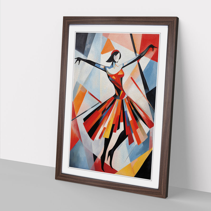Ballet Dancer Constructivism - Framed Print, 64cm H x 46cm W x 2cm D, Walnut Framed