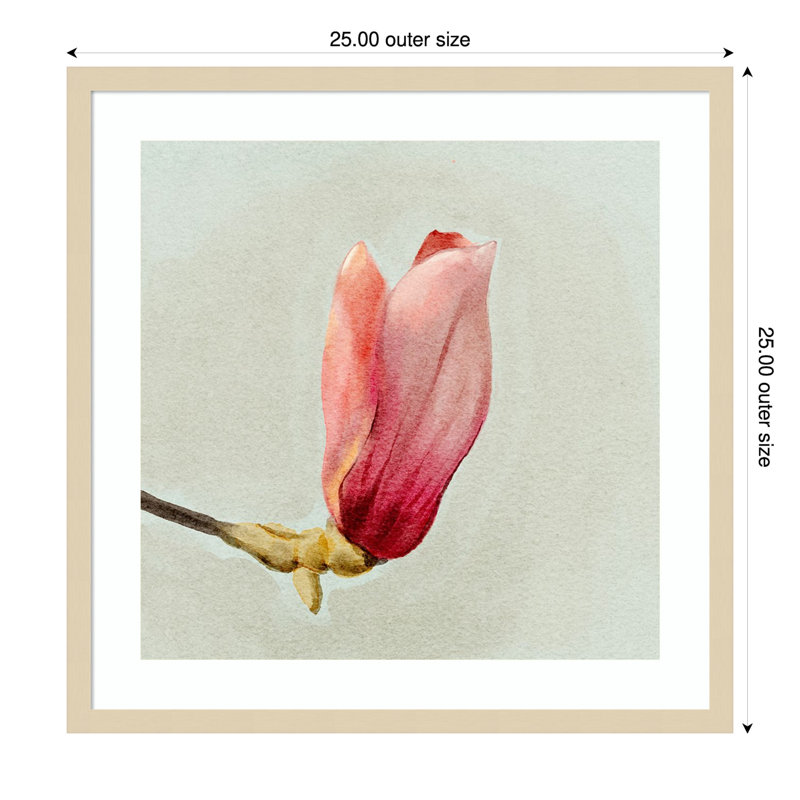 «Magnolia Bud I» par Katie Oshea, impression sur bois encadrée, H 25 po x l 25 po