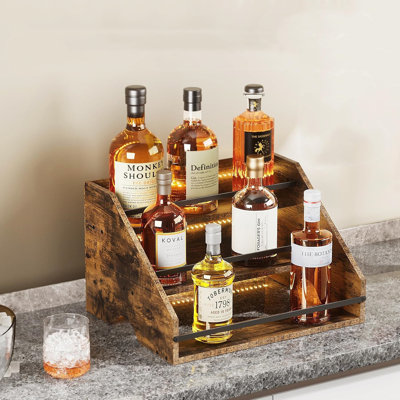 Solid Wood Wine Bottle Rack in Brown