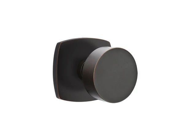 Ensemble de mortaise intérieure Emtek avec rosette urbaine moderne et bouton rond (droite), Bronze frotté à l'huile