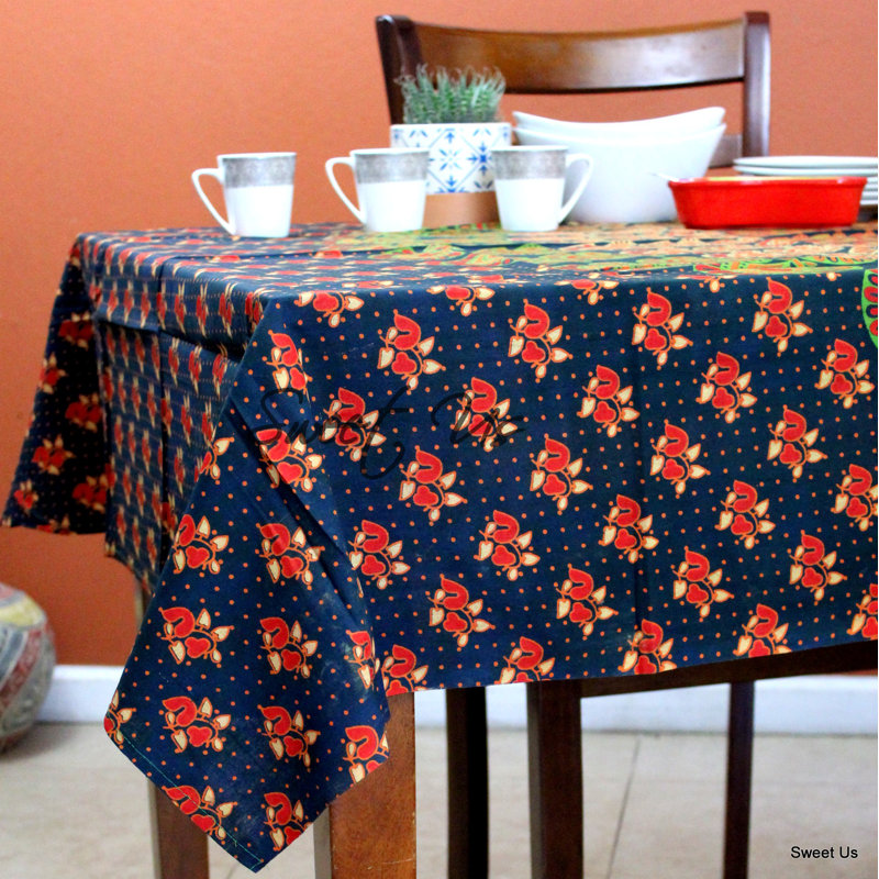 Cotton Peacock Floral Tablecloth Rectangle
