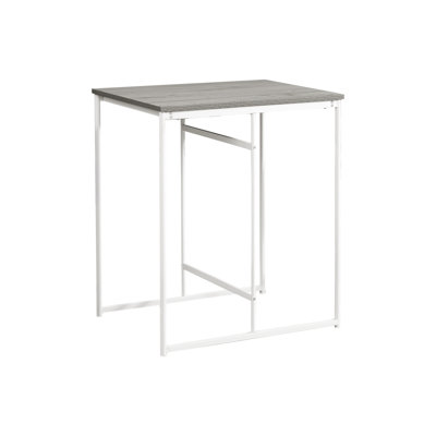 Table de salle à manger, rectangulaire, 32 po, petit, comptoir, stratifié gris, métal blanc, contemporain, moderne
