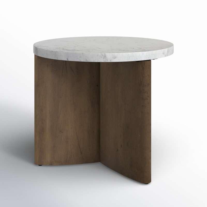 toli End Table - Italian White Marble, Italian White Marble/Rustic Fawn