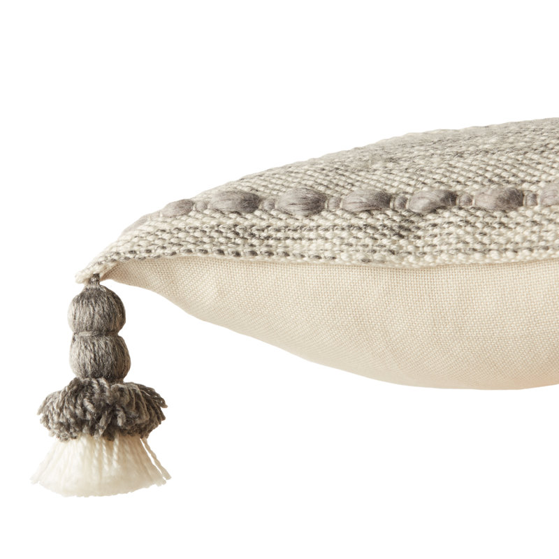 Coussin Nysa, Gris/Ivoire, Pas de remplissage