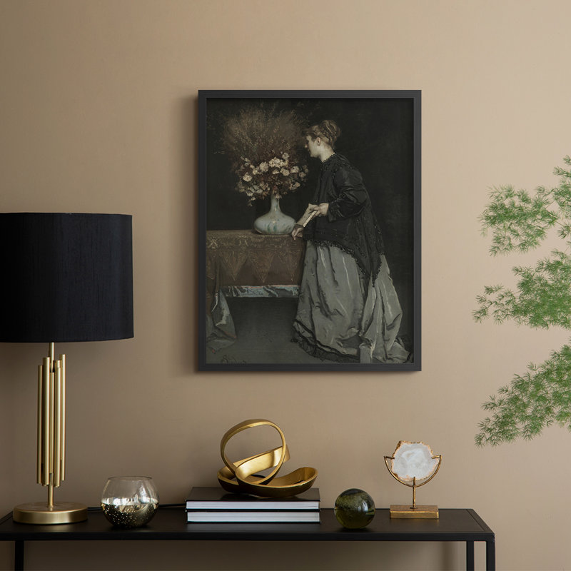 «Vintage Portrait Print XLIX», reproduction encadrée - bois massif, H 30 po x l 24 po, Noir, noir, noir, noir