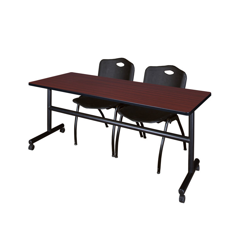 Table de nidification Nickls, 2 chaises empilables, H 29 po x l 72 po x P 24 po, Acajou / Noir