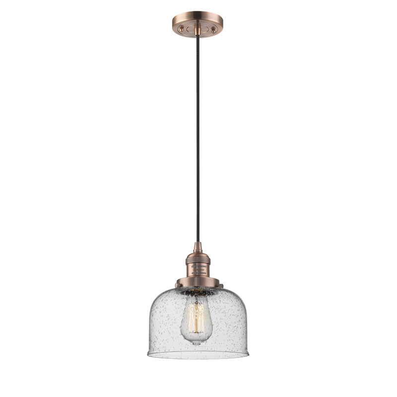 Luminaire suspendu pour îlot de cuisine 1 lumière Cedeno, Ampoule DEL 6 watts Vinage, Grainé, Cuivre antique