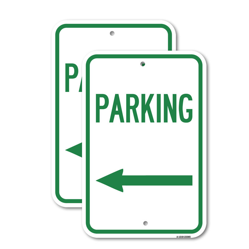 (2 Pack) Parking Sign (Left Arrow) 12" X 18" Aluminum Sign Heavy-Gauge