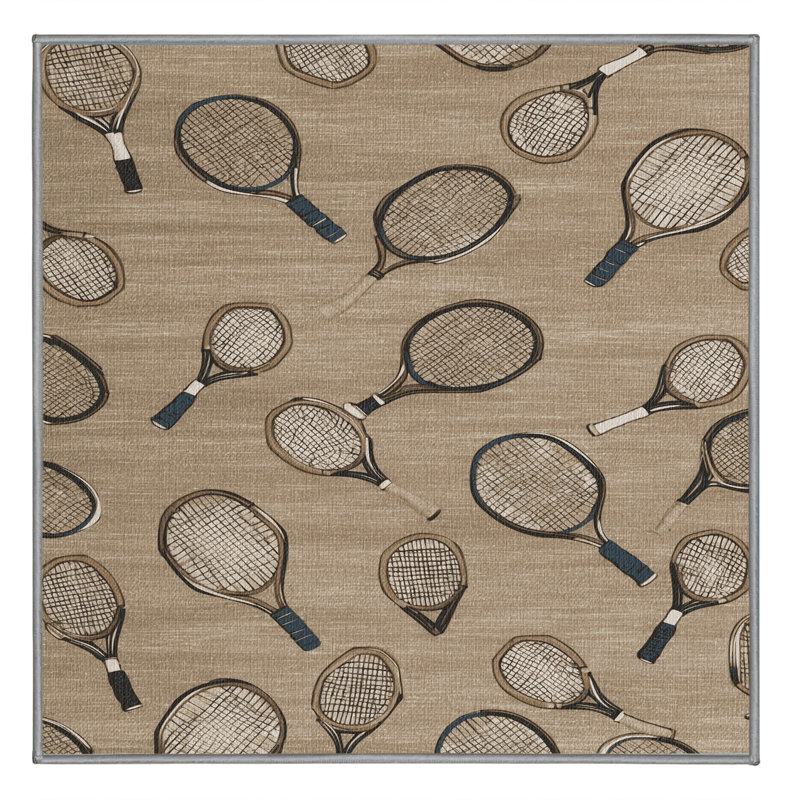  Tapis lavable avec raquettes de tennis, Carré 7 pi
