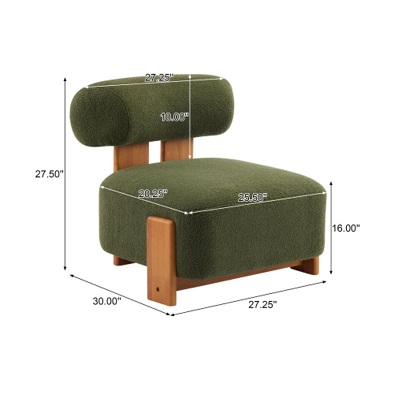 27.25" Modern Boucle Lounge Chair, Green