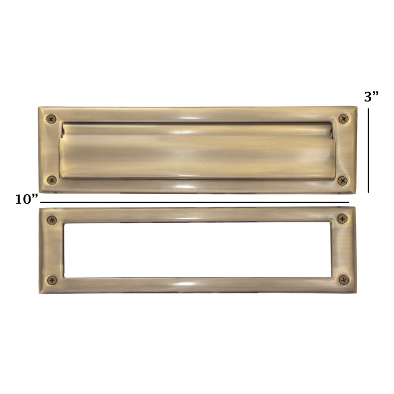 Fente en laiton, Laiton antique, H 3 po x l 10 po x P 1,125 po