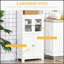 Petit buffet de 63 po avec huche, garde-manger 4 portes, armoire de rangement autoportante