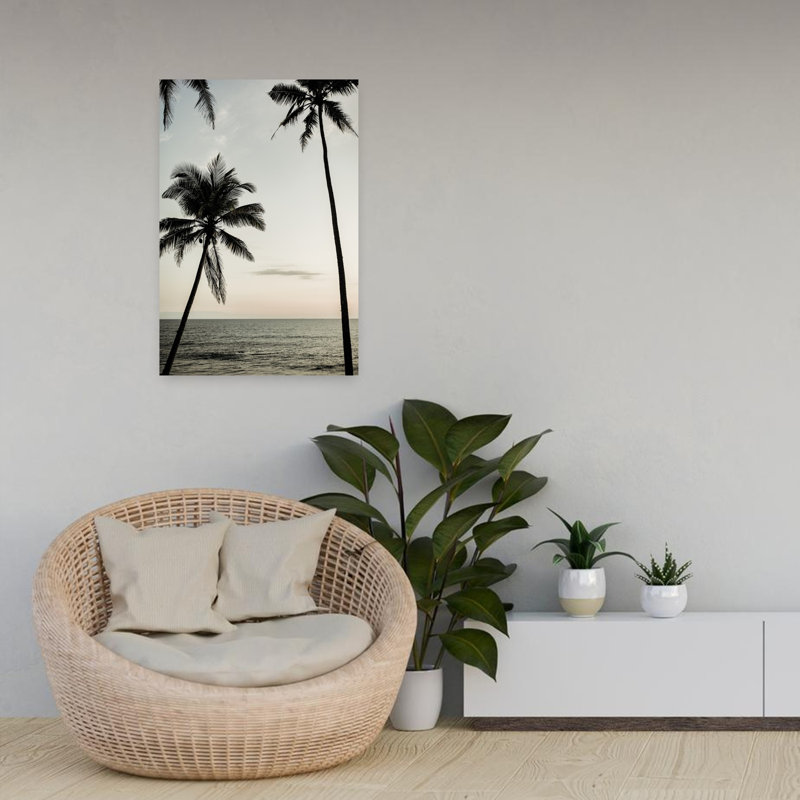 Contemporary Art Abstract Palm Tree Coastal Landscape Art, 24" H x 16" W