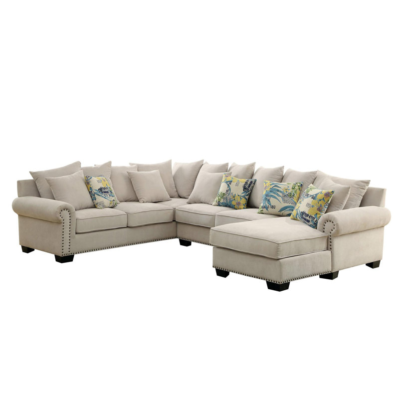 Diann Upholstered U-Shaped Sectional Left Hand Facing, Beige