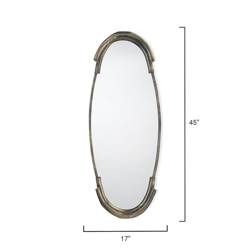 Margaux Oval Metal Mirror, Antique Silver