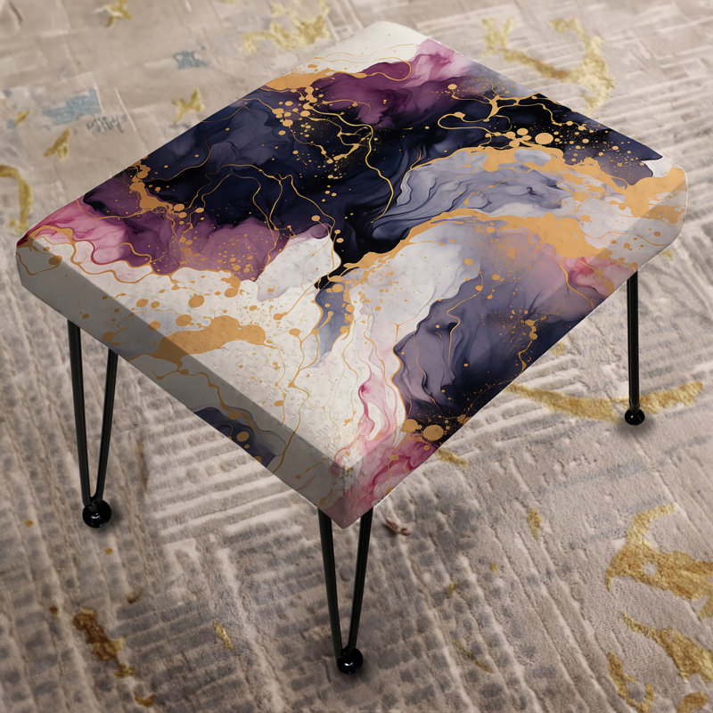Gold Cosmic Intrigue Marble Mirage - Marble Rectangle Ottoman