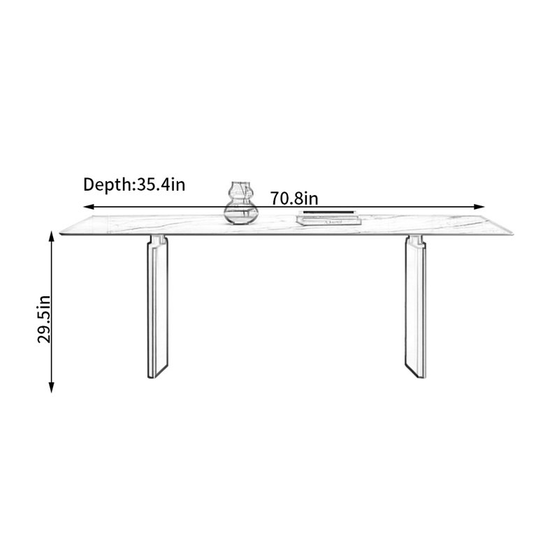 Verka Dining Table, 29.5"H x 35.4"L x 70.8"W