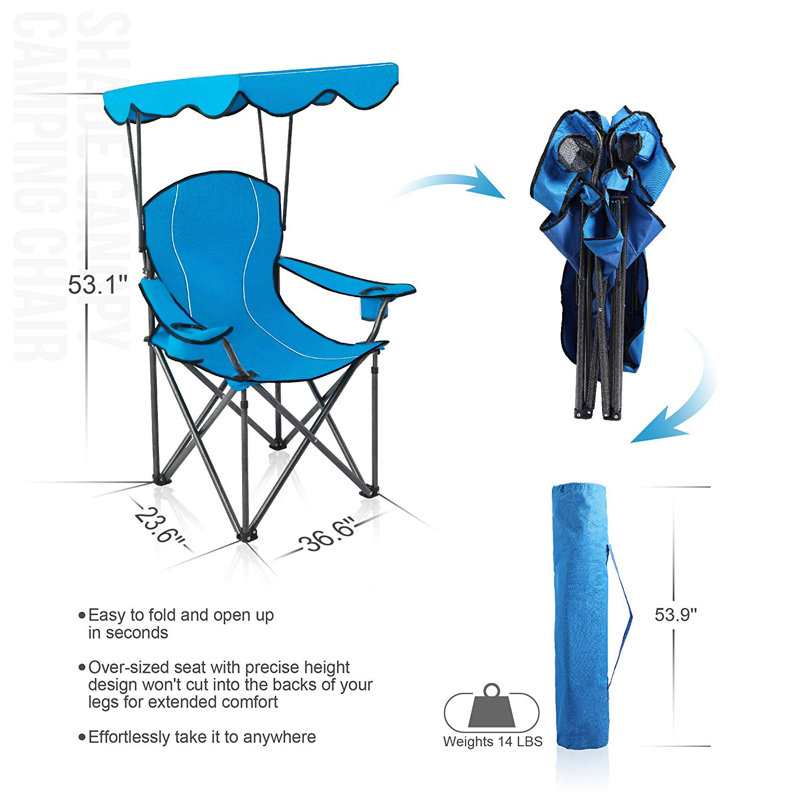 Fauteuil inclinable de camping Katelyn Cyan, Bleu cyan