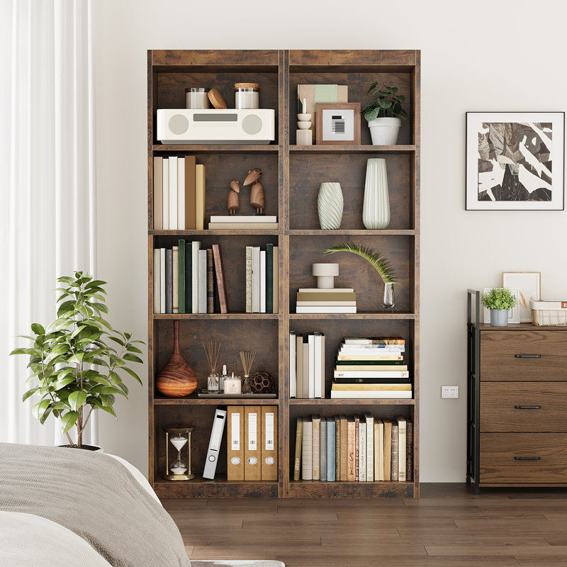 5 Tier Bookshelf, 20 Inches Wide Wooden Storage Shelves,Retro, Brown