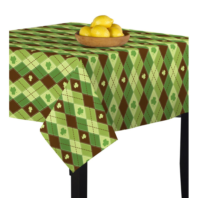 Shanitaortia Lucky Shamrock Argyle Tablecloth, 60" x 60"