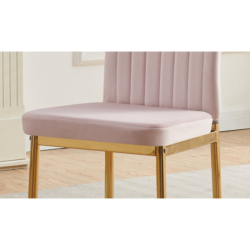 Glitz Velvet Dining Chairs with Gold Legs, Pink