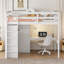 Lit mezzanine double pleine grandeur avec garde-robe, bureau et tiroirs intégrés pour améliorer le système de rangement de la chambre à coucher-130155969