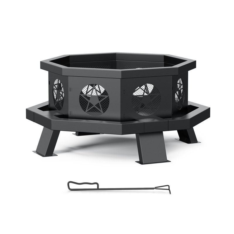 Foyer au bois, foyer extérieur avec barbecue pour barbecue à l'extérieur, H 13,4 po x l 26 po x P 26 po
