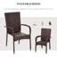Chaises de salle à manger d'extérieur en rotin PE avec coussins Outsunny, ensemble de 2 chaises de patio en osier avec accoudoirs et dossier pour terrasse