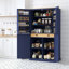 Grande armoire de rangement autoportante avec 2 tiroirs, 2 tablettes réglables et 8 portes