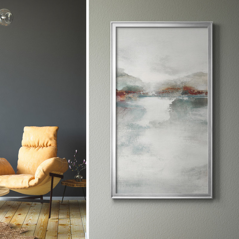 «Rising Veil IV», reproduction d'art, H 18,5 po x l 10,5 po x P 1,5 po, Toile encadrée argentée, Pas de tapis