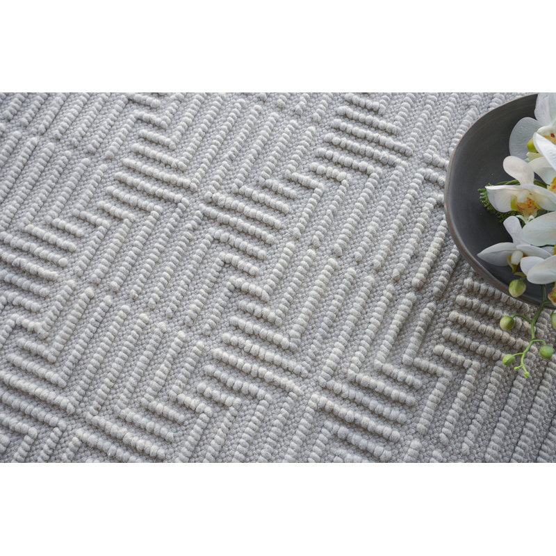 Manzoni Wool Geometric Area Rug in Navy, Gray, Rectangle 9' x 12'