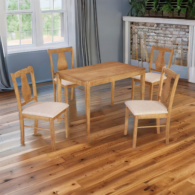 4 - Person Four Leg Dining Set, Natural Wood