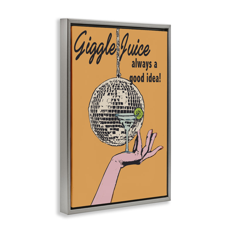  Toile flottante encadrée «Giggle Juice Cocktail» par Graffi * Tee Studios, H 31 po x l 21 po, Cadre flottant gris lustré