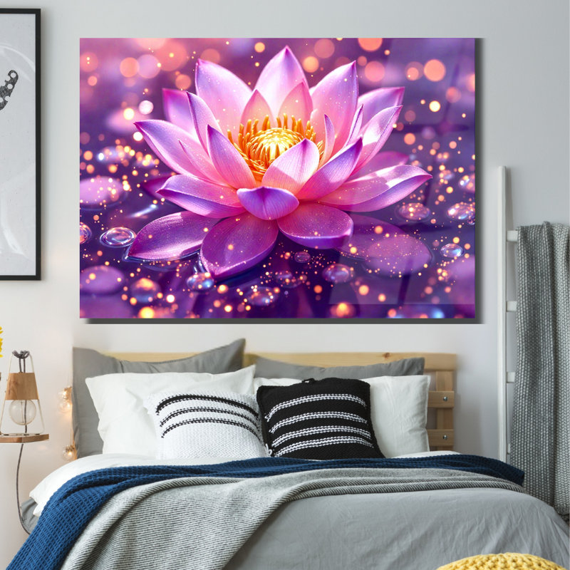 Art mural en verre trempé rose, 24" H x 36" W
