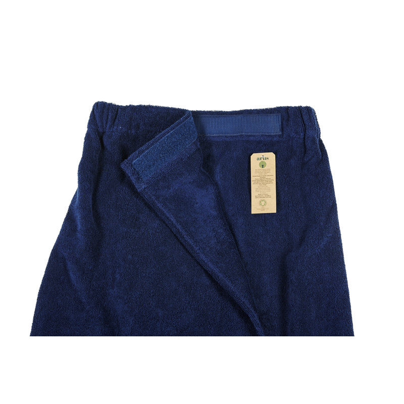 Peignoir au-dessus du genou 100% coton Emrick, L 58 po x l 28 po, Bleu marine