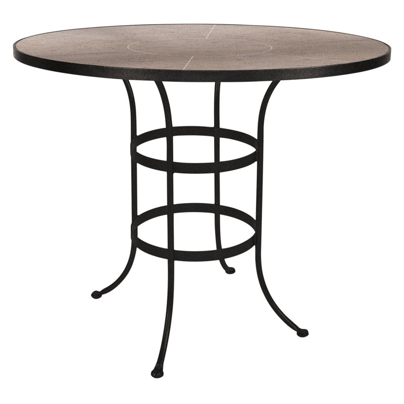Outdoor Round Bar Table, 42" W x 42" L x 42.5" H, Carbon Black, Canyon Taupe