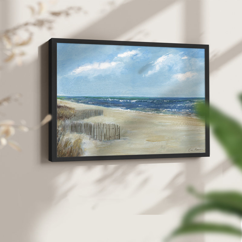 Beach Fences -Framed Print - Restickable, H 8 po x l 10 po, Noir, noir, noir, noir