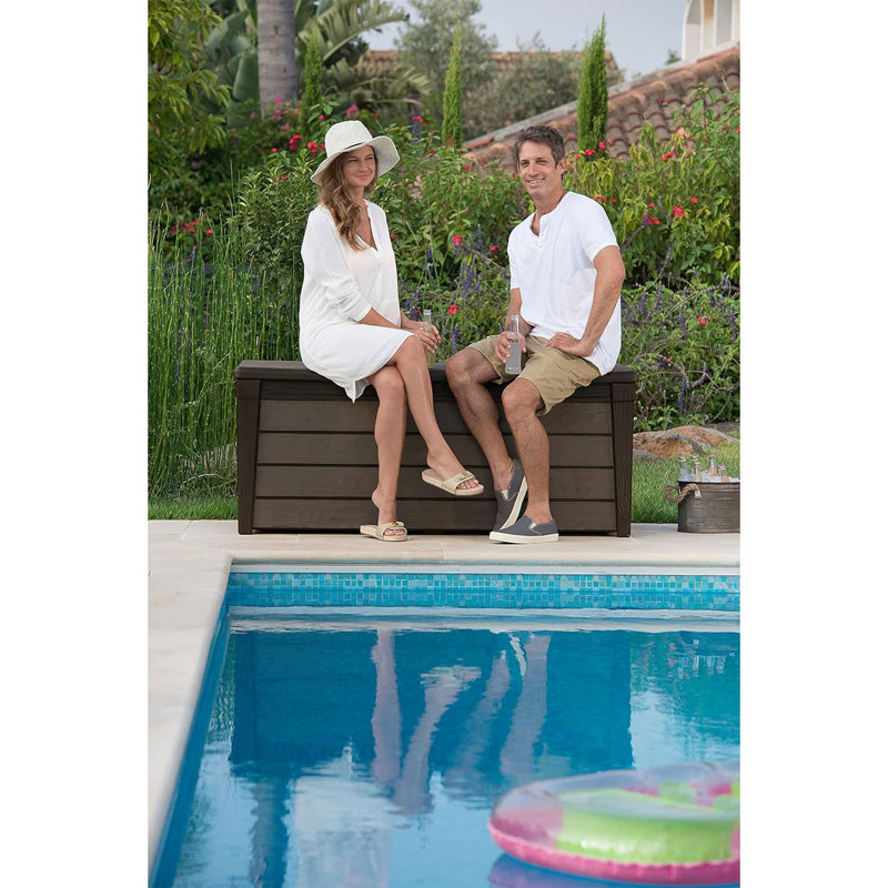 Keter Brown Lockable Plastic Wicker Outdoor Deck Box