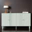 58.1"L Console Table with Wavy Pattern Doors, Cylindrical Legs, and Sleek Metal Handles-1438834528