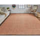 Rectangle Fleurette Solid Color Hand Loomed Polyester Area Rug in Orange