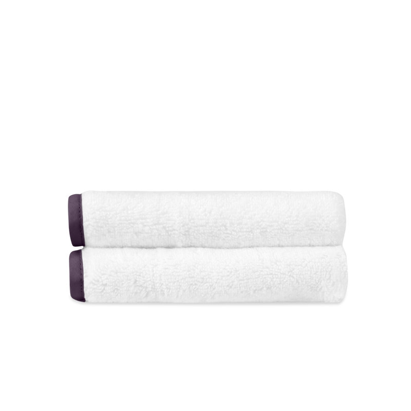 Ribbons 2-pc Face Towel Set, White/Purple