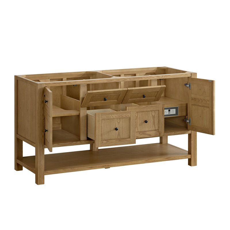 Breckenridge 59.88'' W Double Bathroom Vanity Base, Light Natural Oak