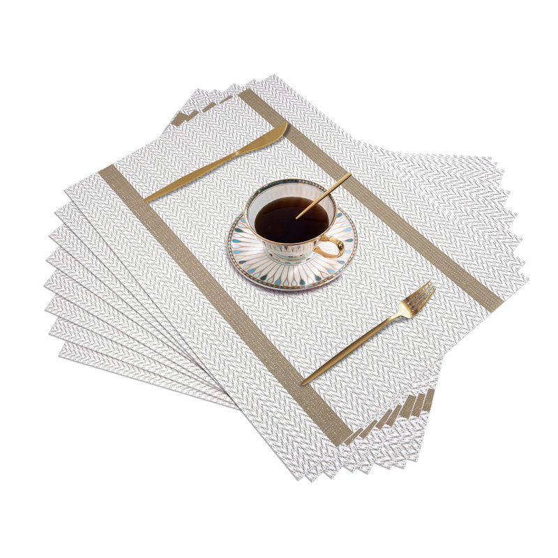 Vinyl Rectangle Placemat (Set of 8), Beige